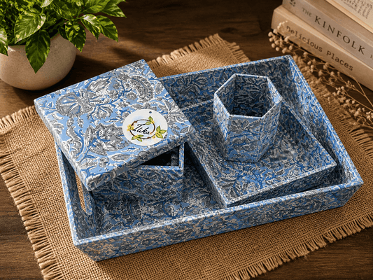 Fabric Tray Set Light Blue