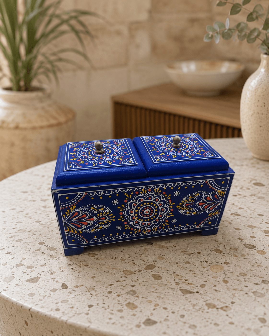 Wooden Storage Box – Double Lid Indigo