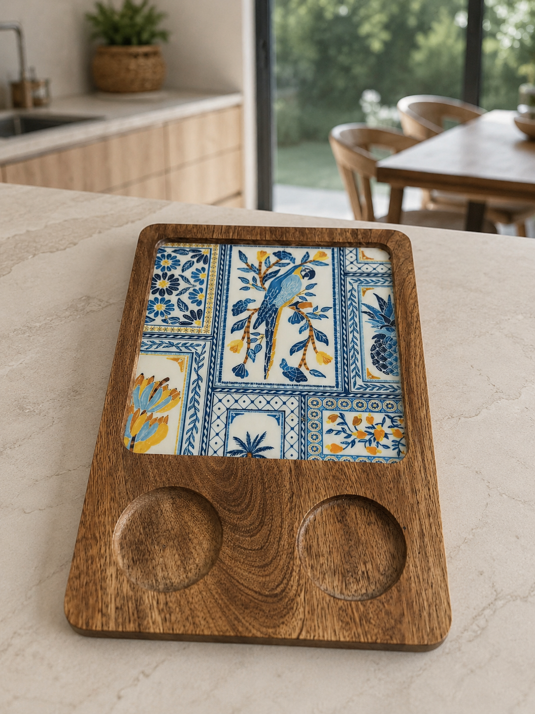 2 Bowl Platters - White and Blue Bird