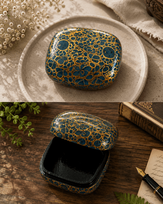 Paper Mache Christmas Half Round Box Small