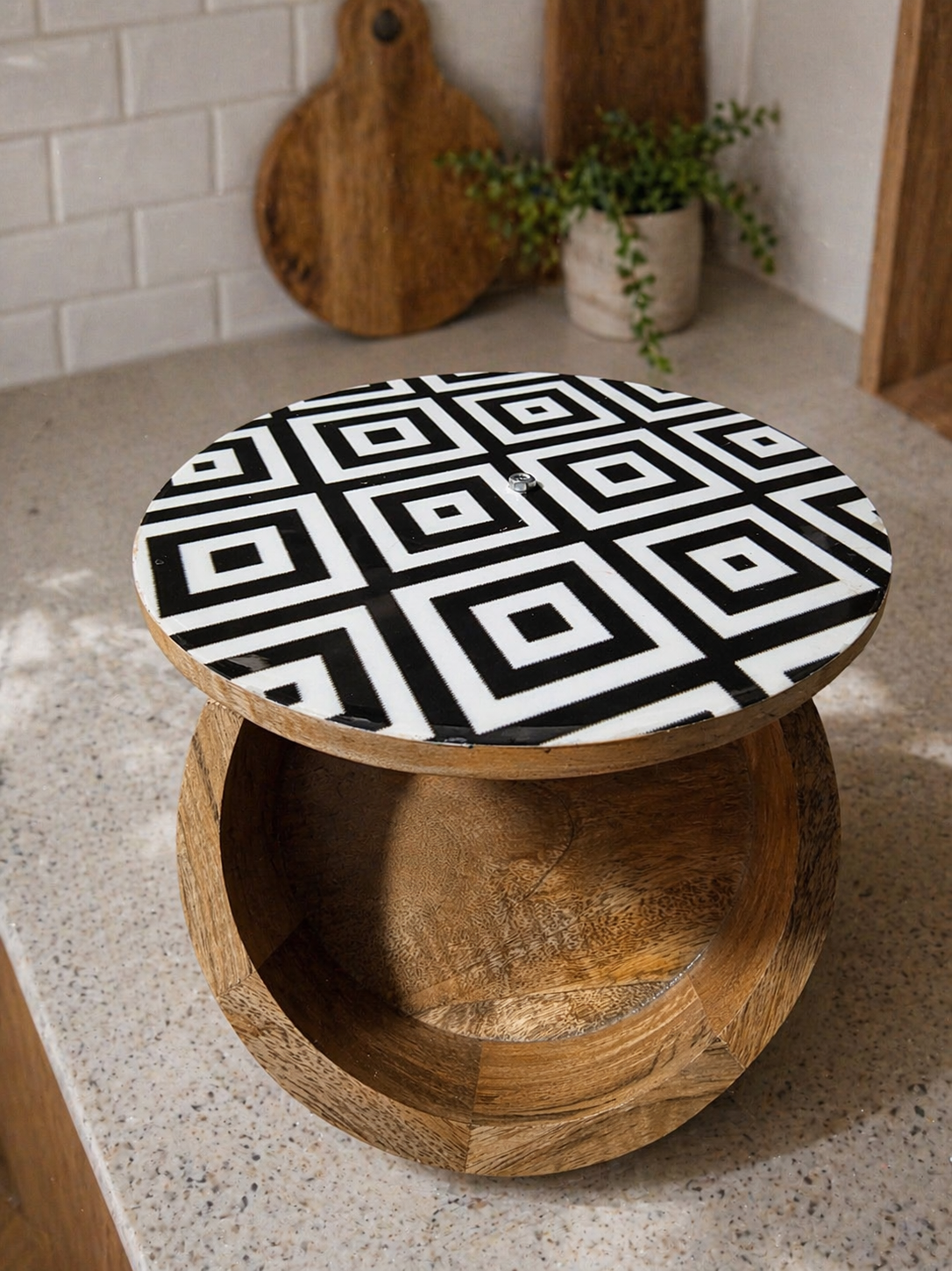 Wooden Chapati Box White/Black