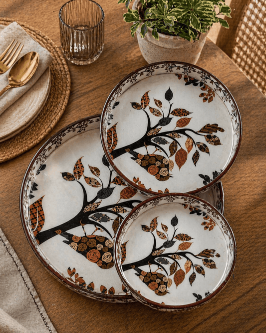 Round Trays Set of 3 Tree Pattern