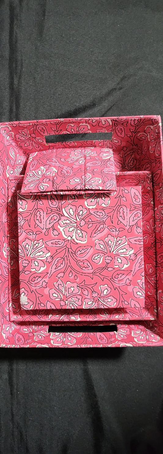 Fabric Tray Set Pink
