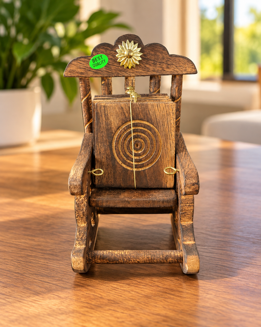 Wooden Rocking Chair Coaster Set