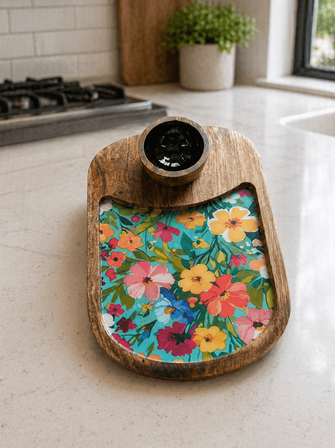 Single Bowl Platter Oval Multicolour Flower