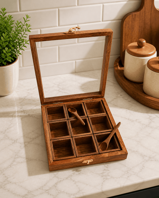 Square Masala Box Wooden
