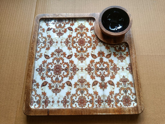 White Colour Golden Pattern Square