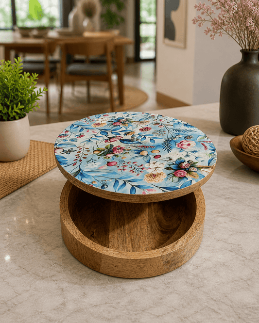Wooden Chapati Box Light Blue