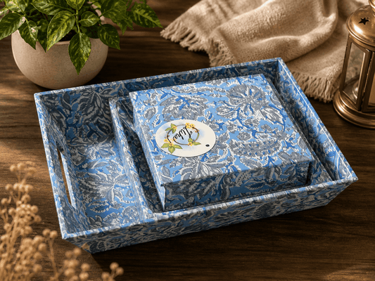 Fabric Tray Set Light Blue