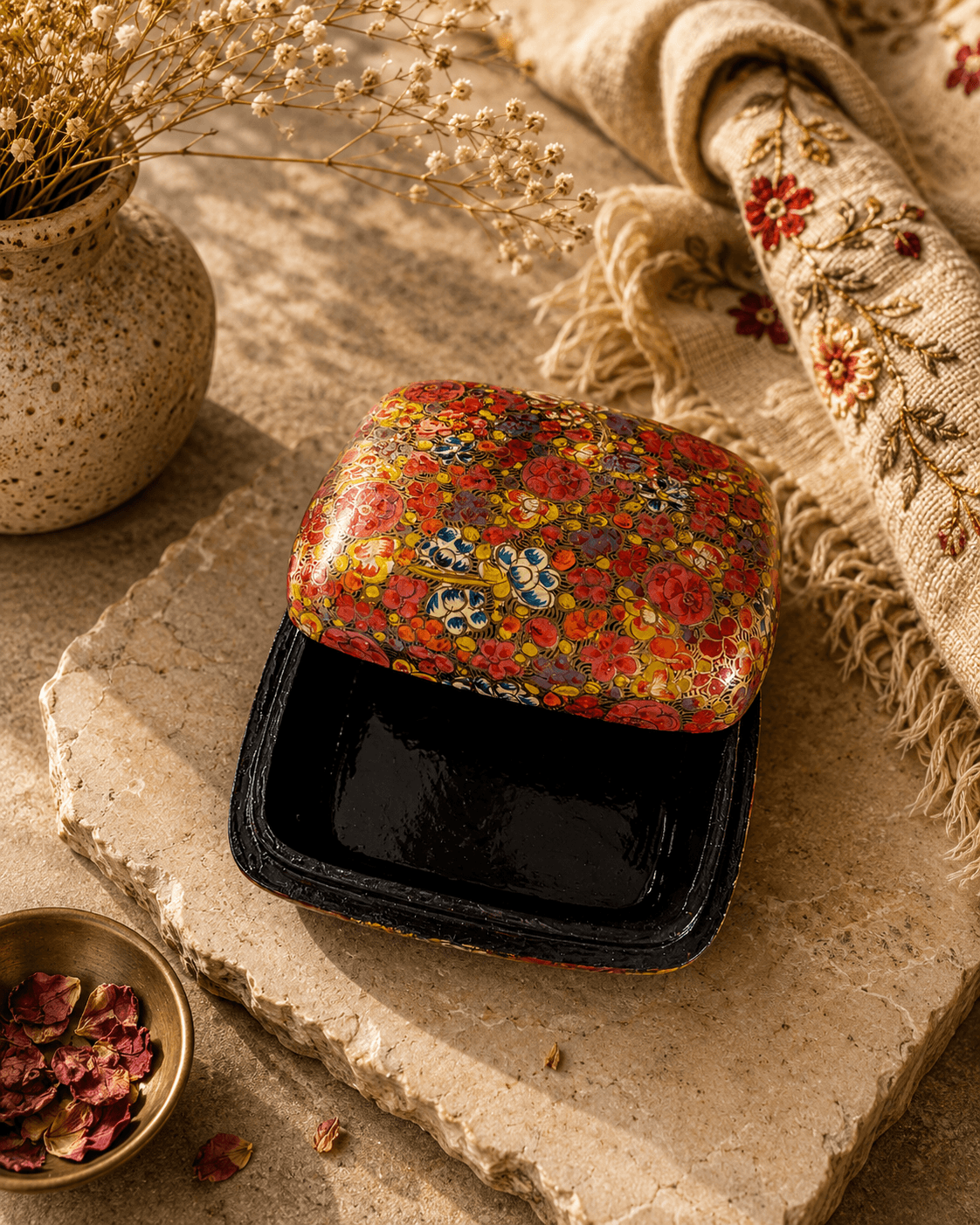 Paper Mache Christmas Half Round Box Medium