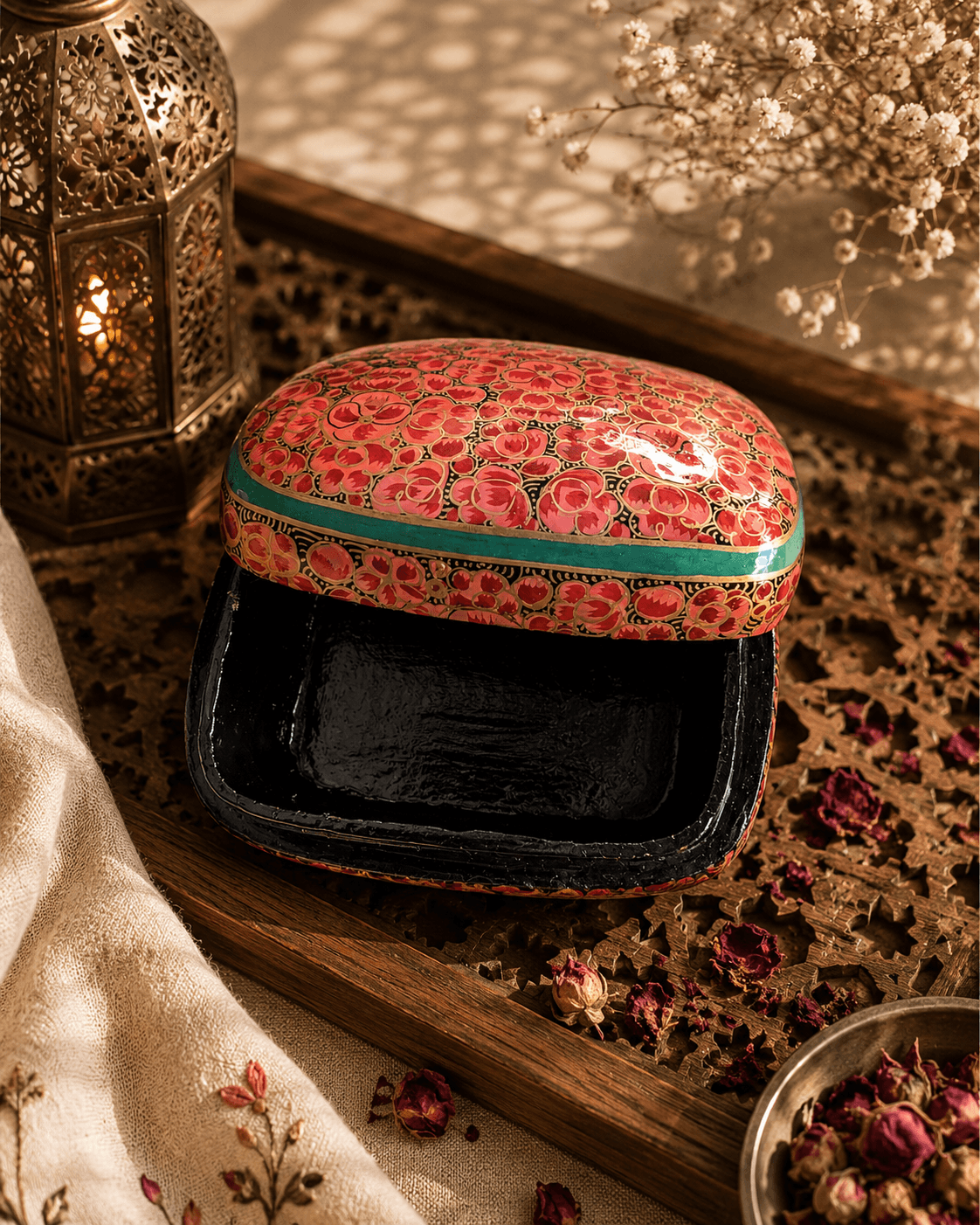 Paper Mache Christmas Half Round Box Medium