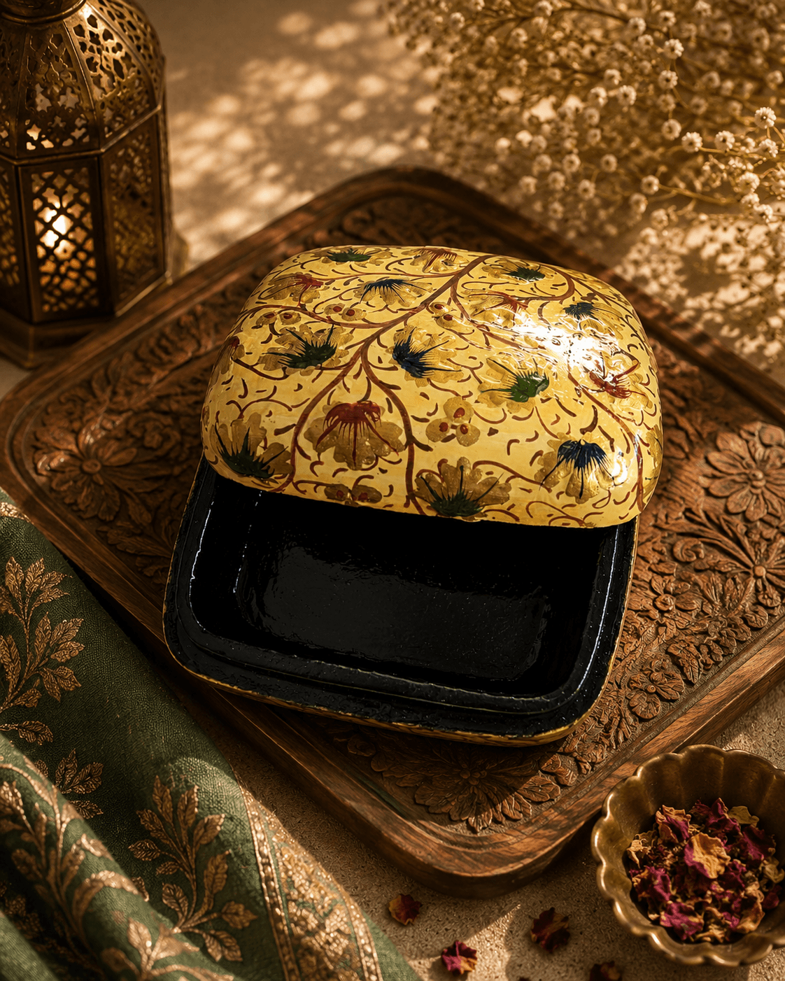 Paper Mache Christmas Half Round Box Medium