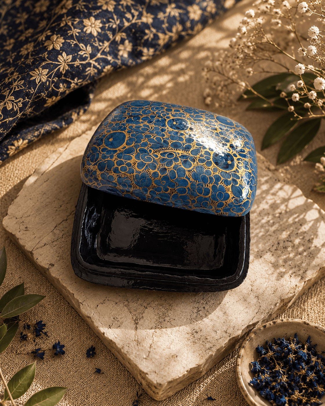 Paper Mache Christmas Half Round Box Medium