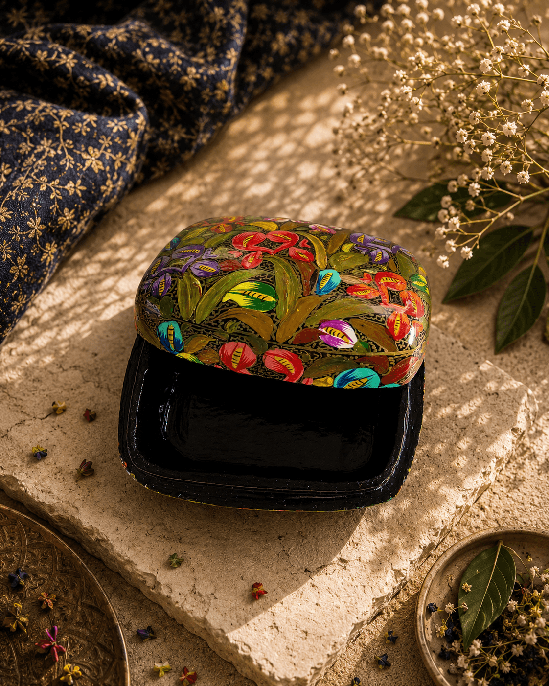 Paper Mache Christmas Half Round Box Medium
