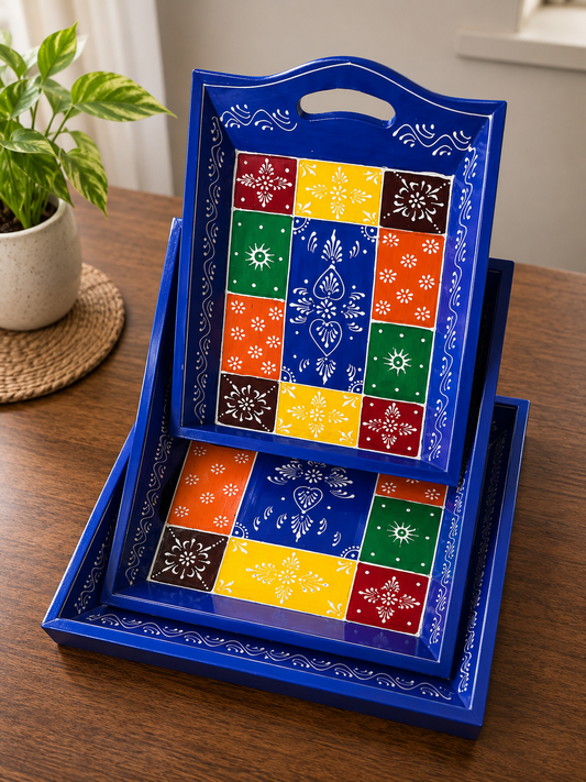 Hand-Painted Serving Trays (Set of 3)