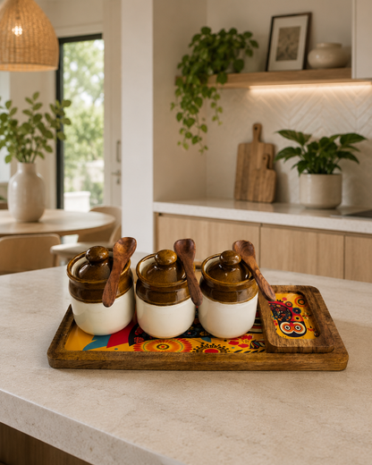 Pickle Jar Set with Wooden Tray