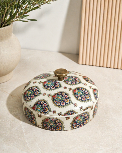 Wooden Chapati Box White/Blue