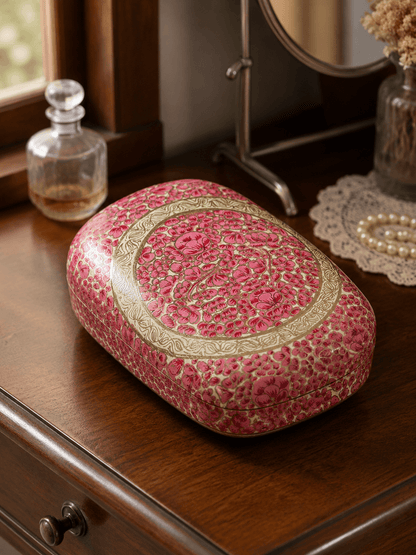 Paper Mache Christmas Half Round Box Large