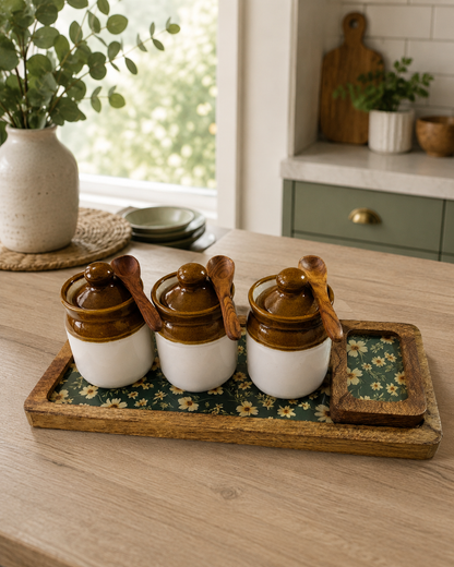 Pickle Jar Set with Wooden Tray