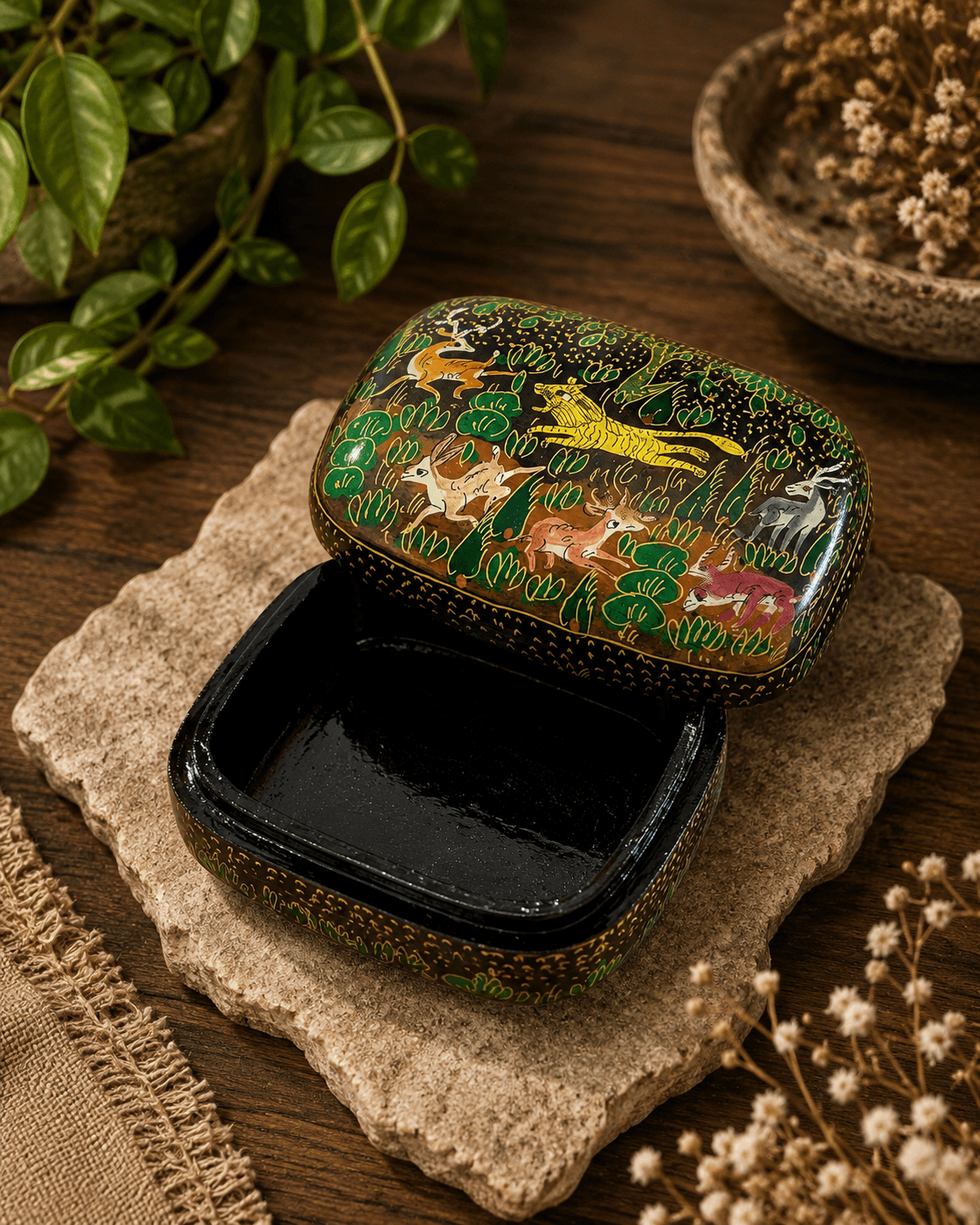Paper Mache Christmas Half Round Box Medium