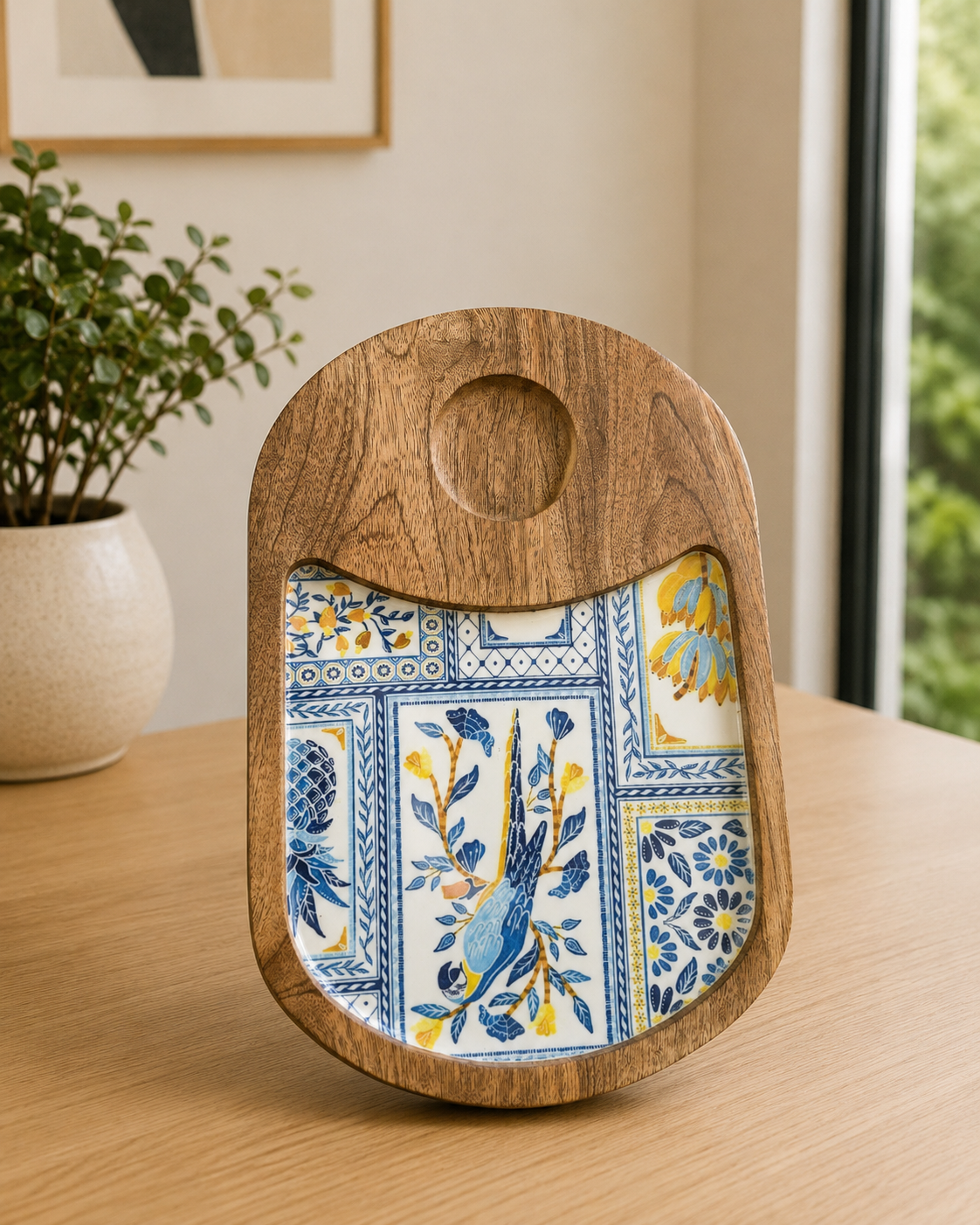 Single Bowl Platter Oval Bluebird Mosaic