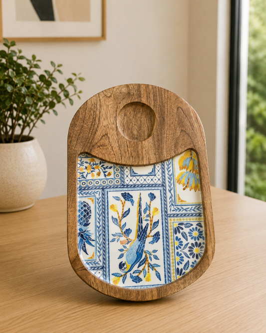 Single Bowl Platter Oval Bluebird Mosaic