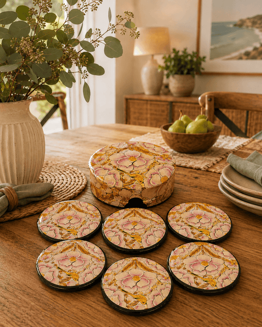 Paper Mache Round Coaster Set (6qty)