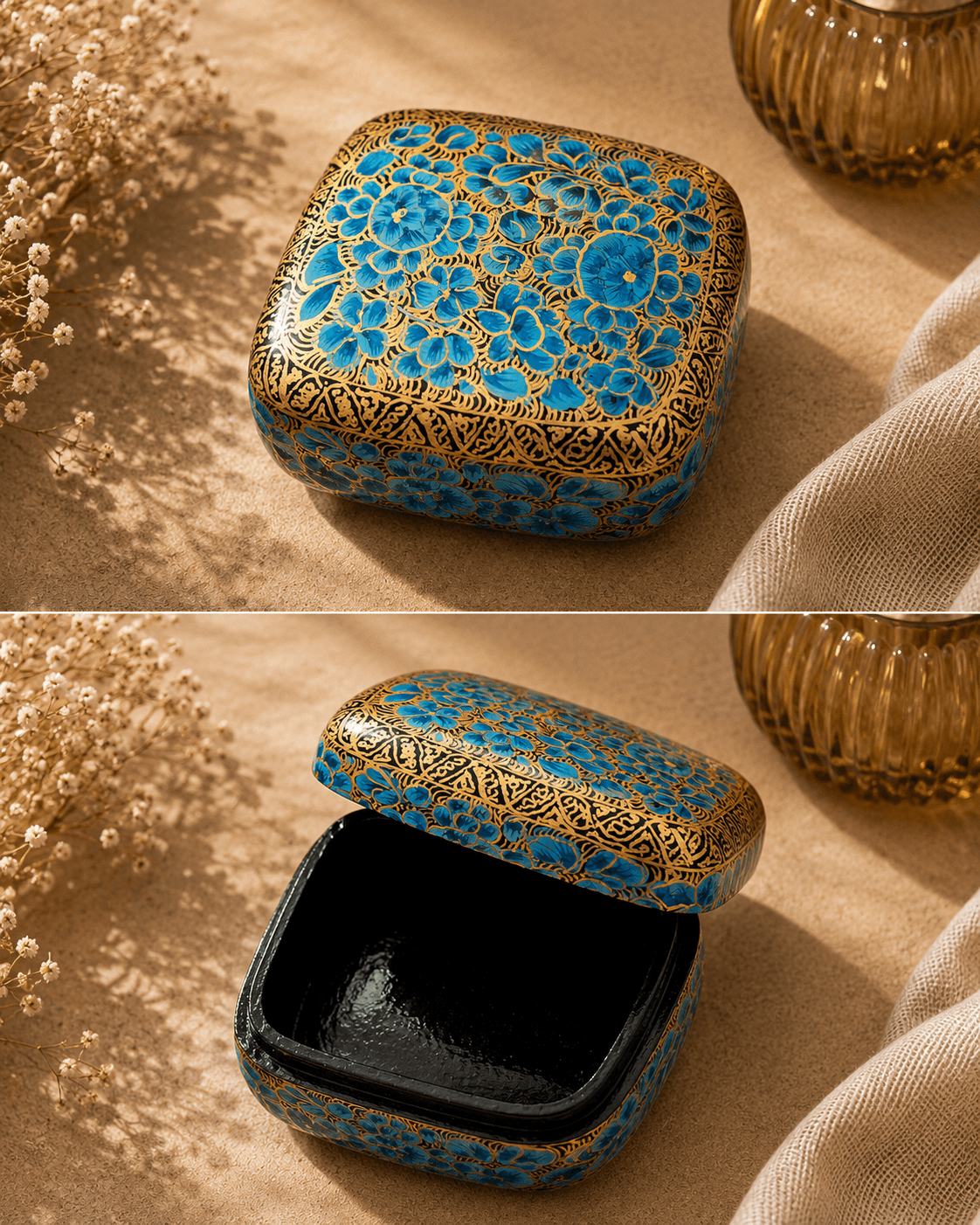 Paper Mache Christmas Half Round Box Small