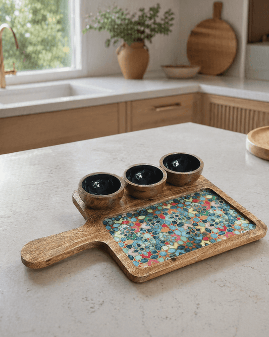 3 Bowl Platter Multicolour Pattern
