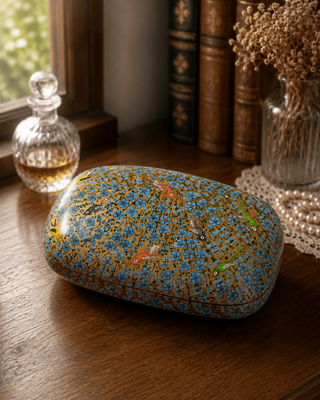 Paper Mache Christmas Half Round Box Large