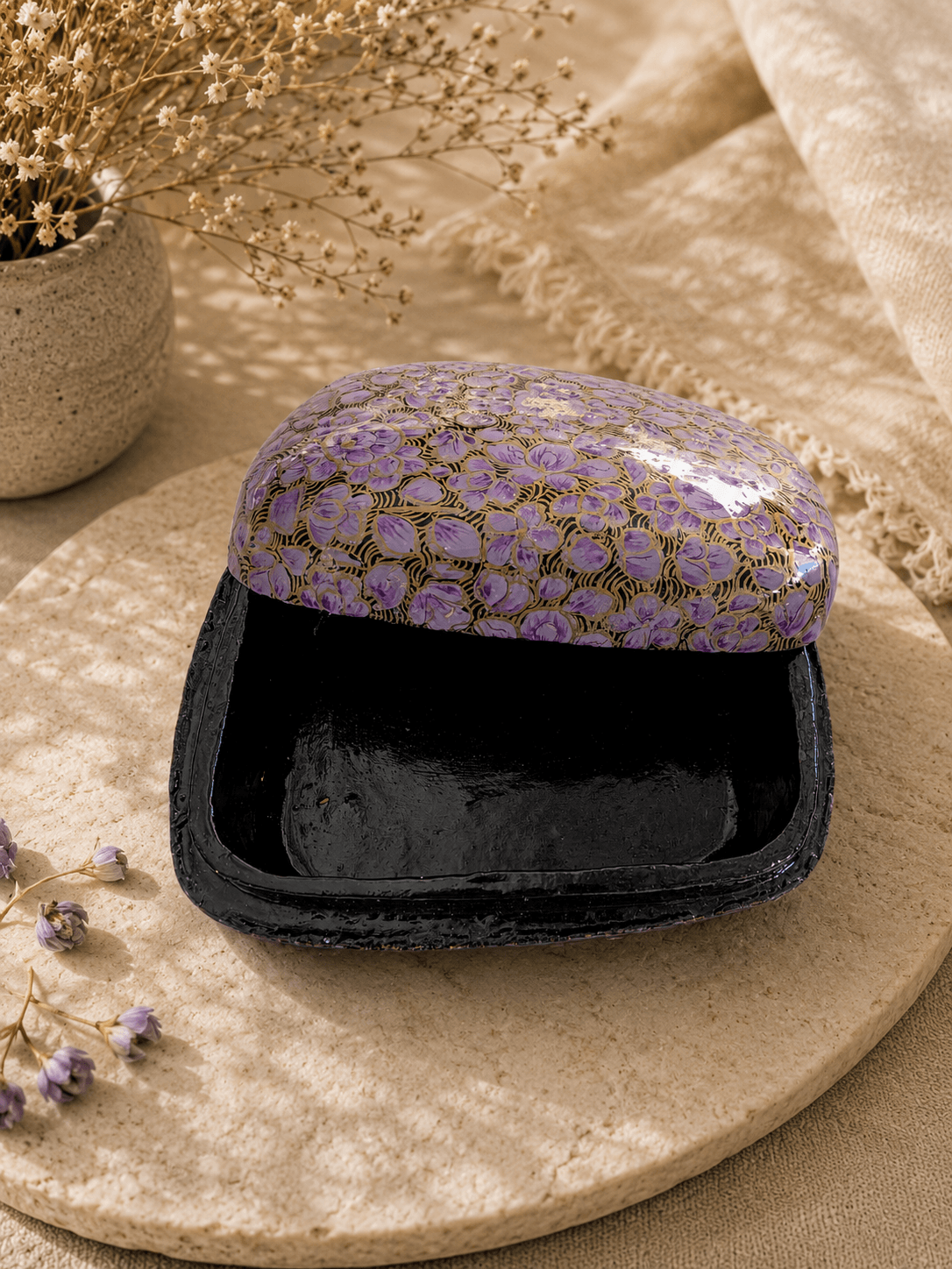 Paper Mache Christmas Half Round Box Medium