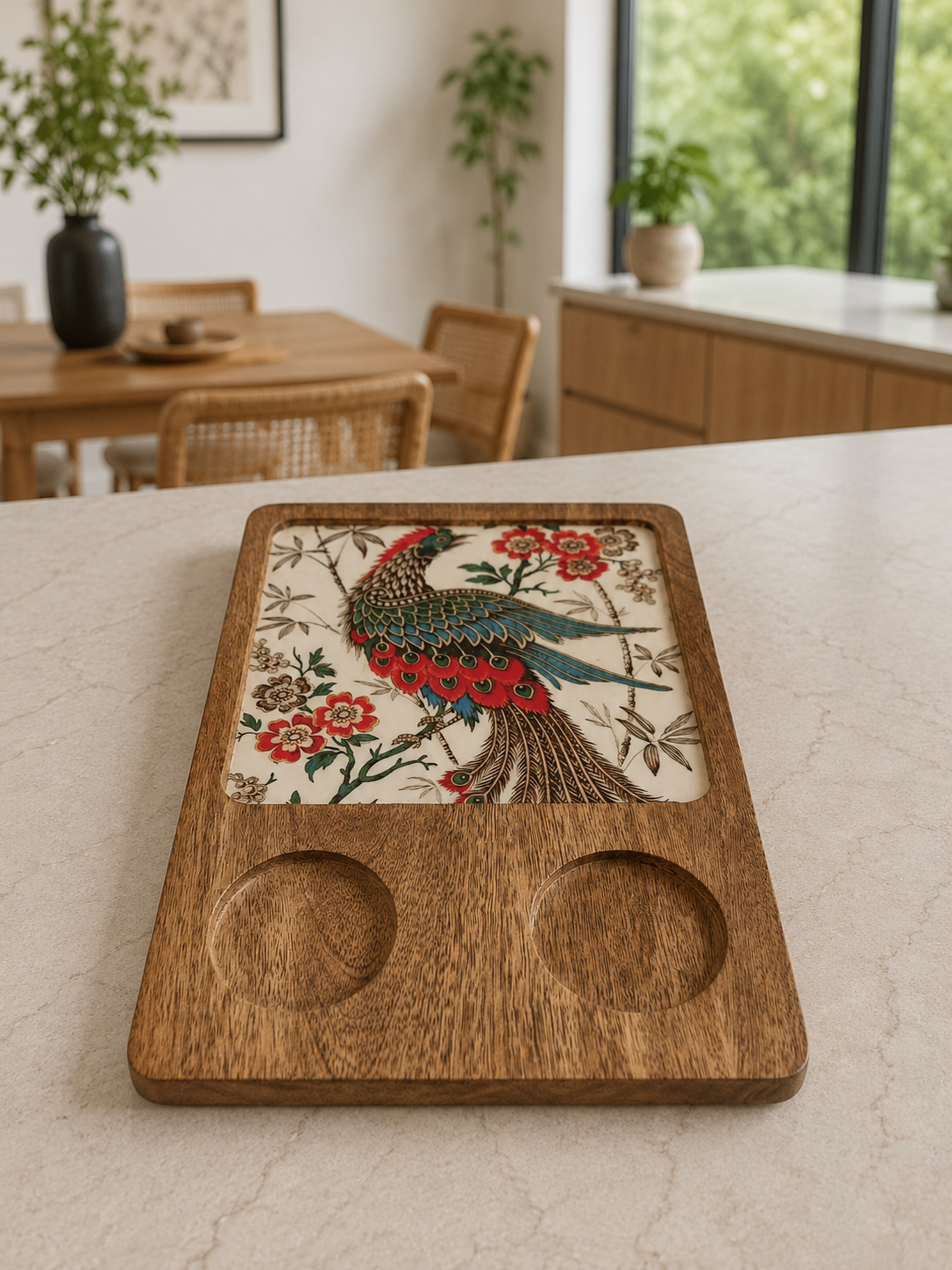 2 Bowl Platters - White and Red Bird