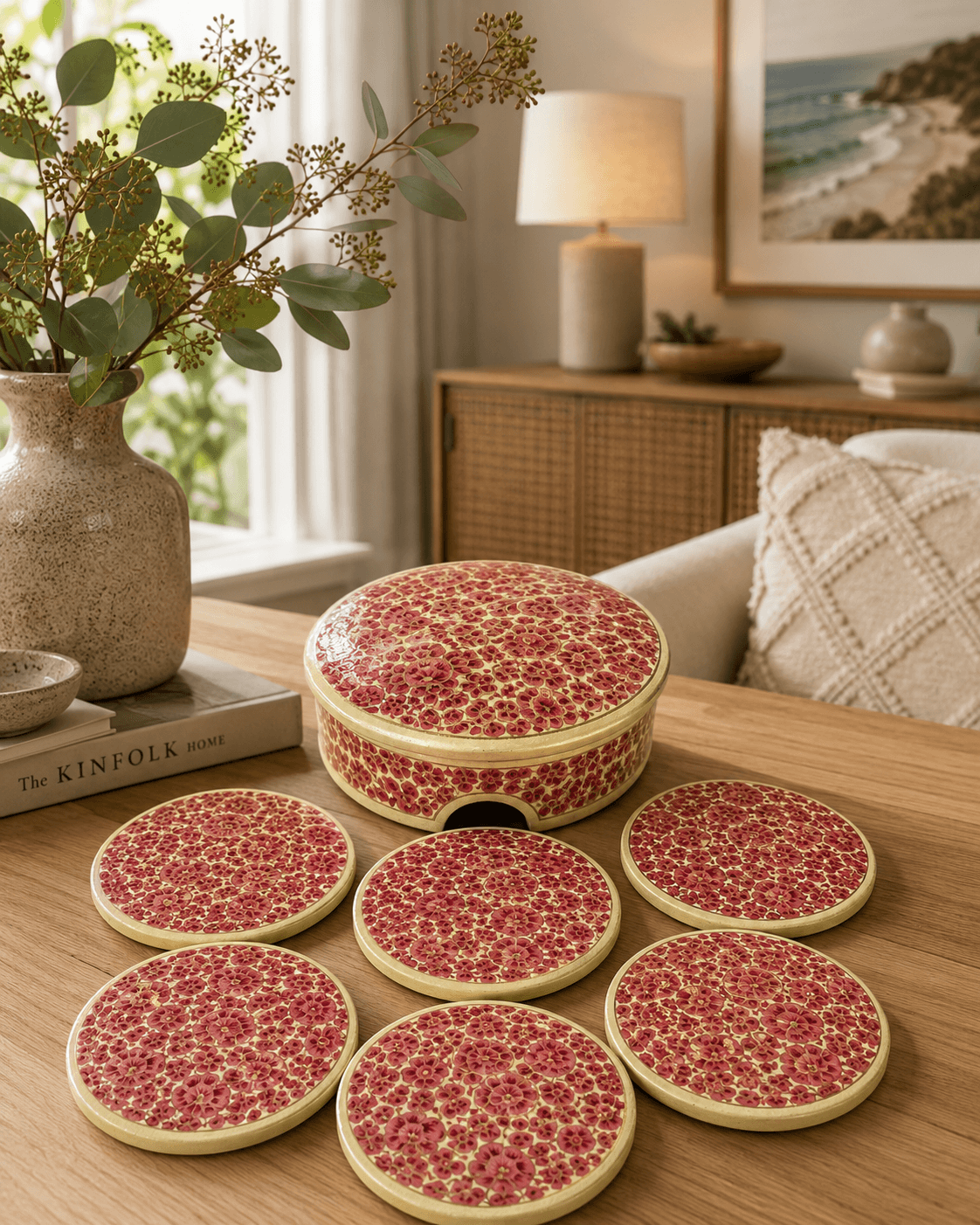 Paper Mache Round Coaster Set (6qty)