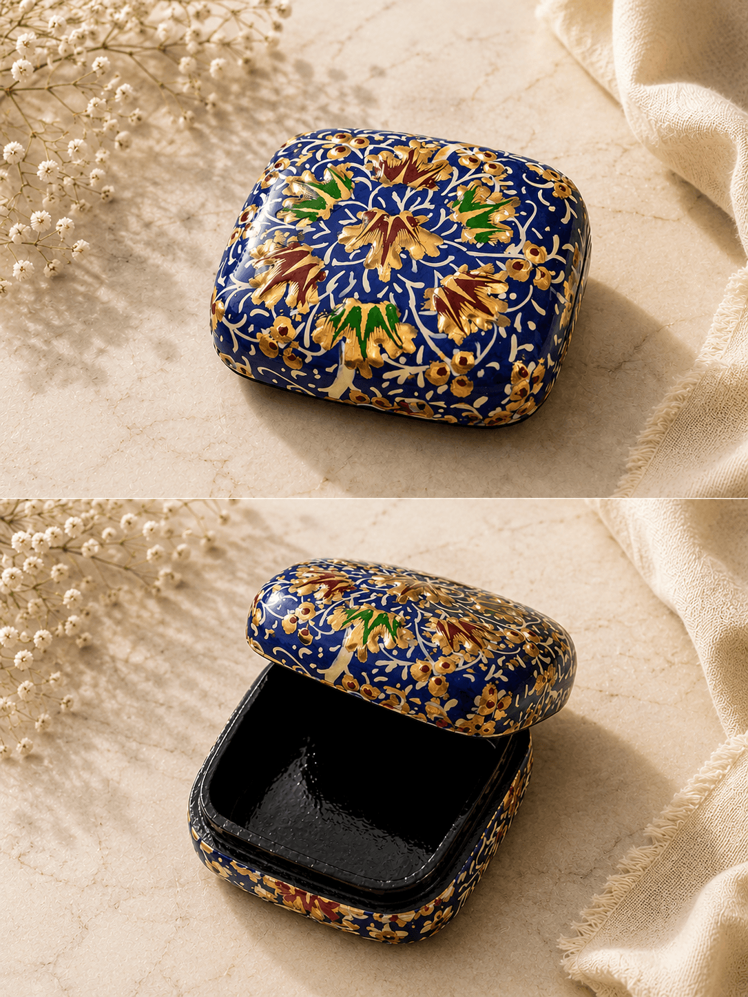 Paper Mache Christmas Half Round Box Small