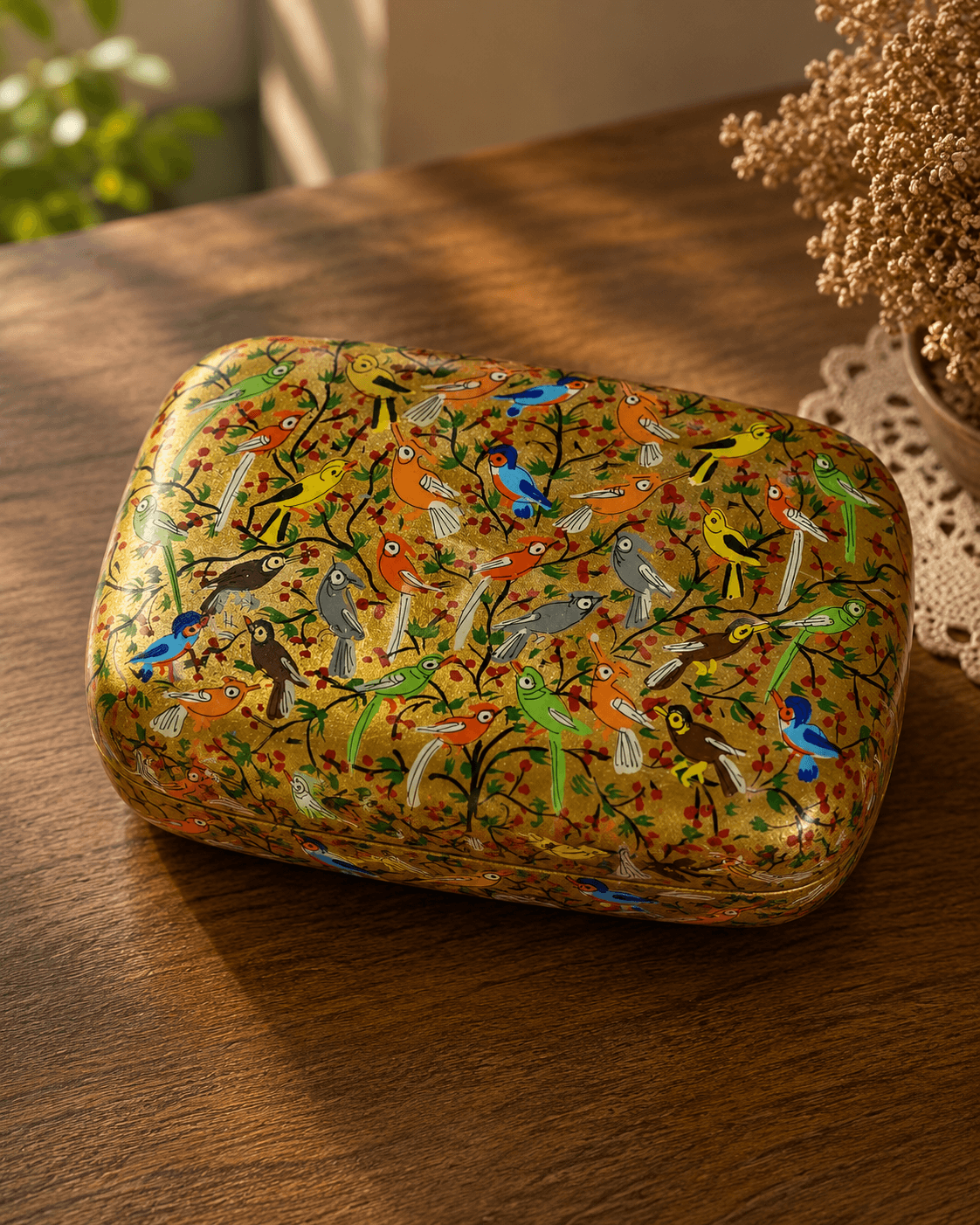 Paper Mache Christmas Half Round Box Large