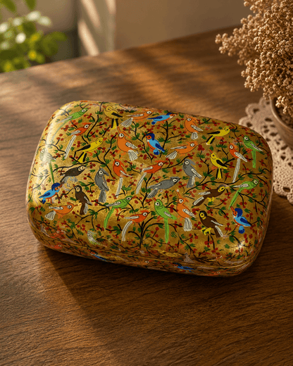 Paper Mache Christmas Half Round Box Large