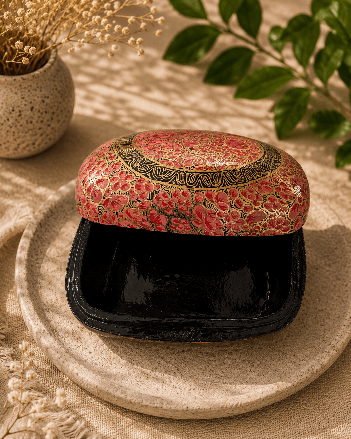 Paper Mache Christmas Half Round Box Medium