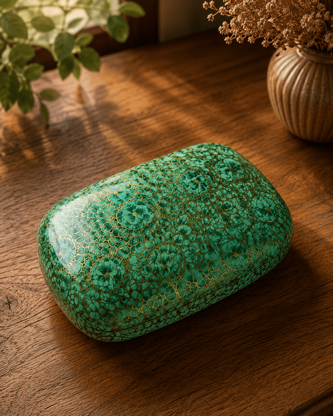 Paper Mache Christmas Half Round Box Large