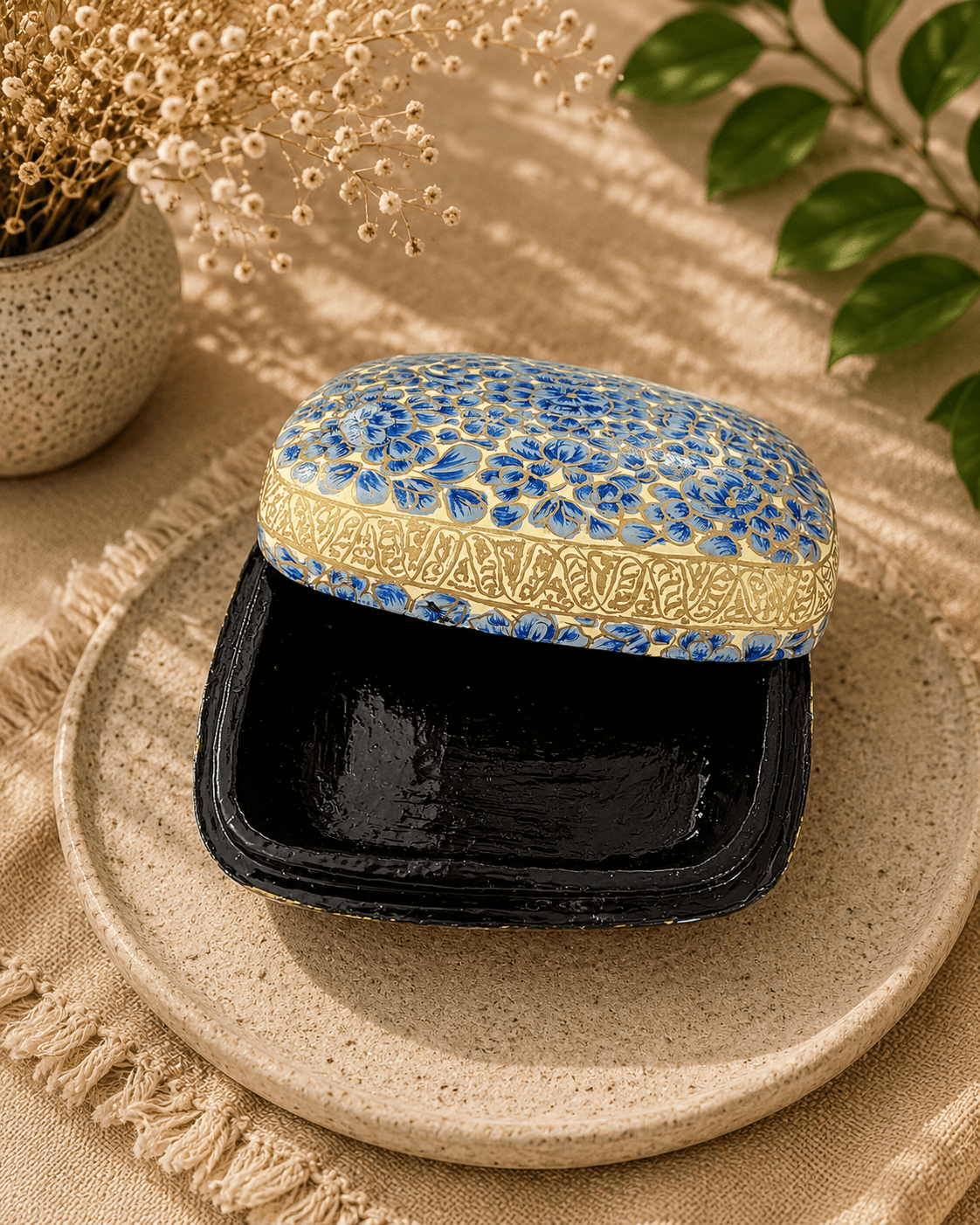 Paper Mache Christmas Half Round Box Medium