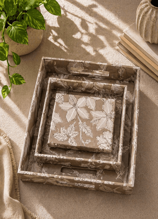 Fabric Tray Set Brown