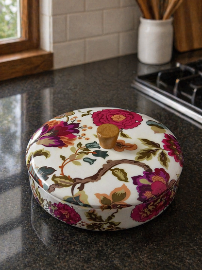 Wooden Chapati Box White/Purple
