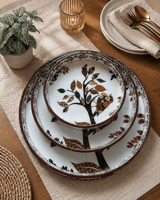 Round Trays Set of 3 Tree Pattern