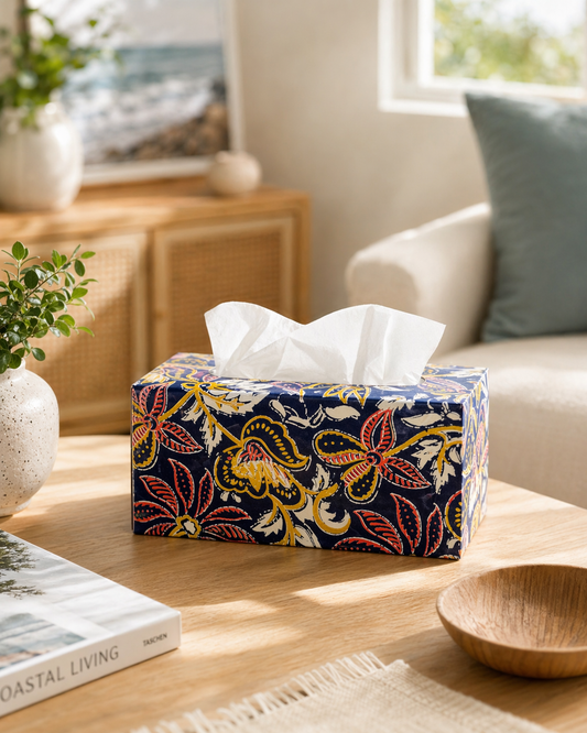 Fabric Tissue Box Dark Blue