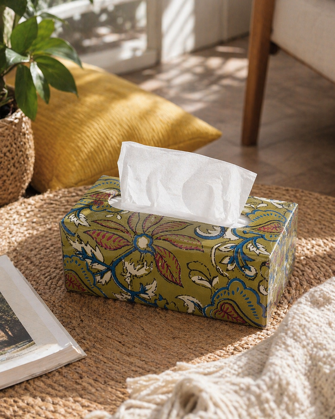 Fabric Tissue Box Green