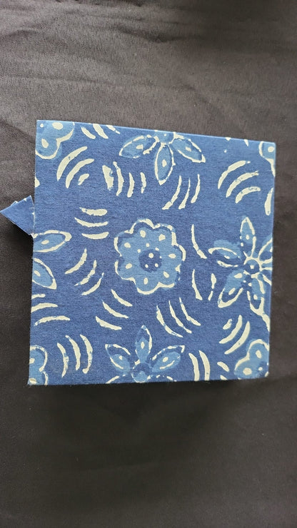 Fabric Tissue Box Blue Square