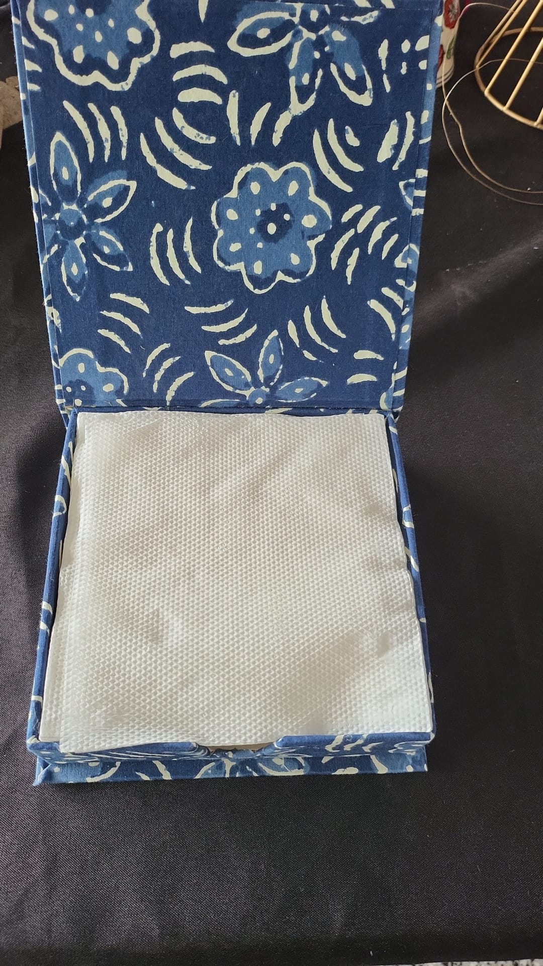 Fabric Tissue Box Blue Square