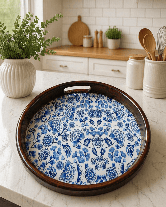 Wooden Serving Tray White Colour Serving Tray