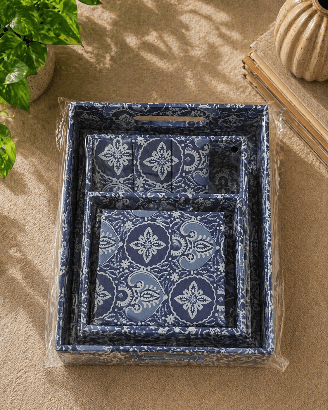 Fabric Tray Set Dark Blue