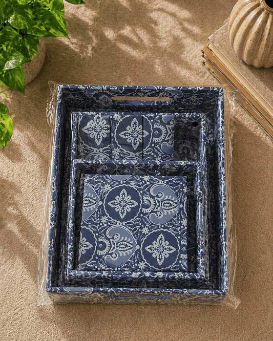 Fabric Tray Set Dark Blue