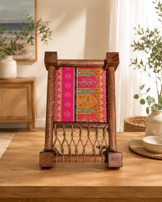Handcrafted Wooden Khatiya - Pink Heritage